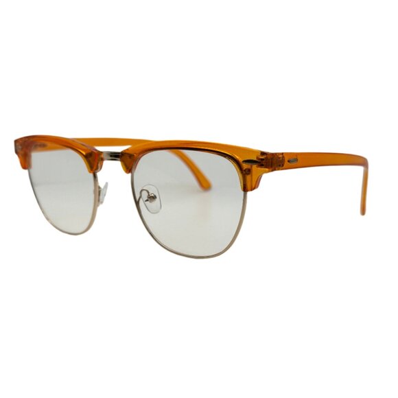 6039 | Orange Clear Lens Browline Glasses - Picture 2 of 5